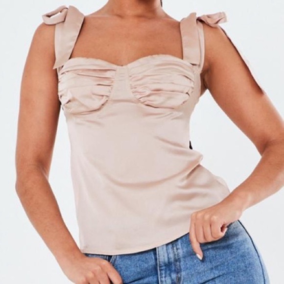 Missguided Tops - 🎉2/$35🎉 NWT Missguided Satin Tie Up Bustier Top